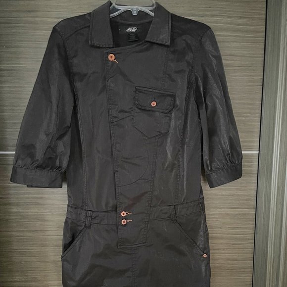 55DSL Black Denim Pencil Shirtdress size L - Picture 1 of 9